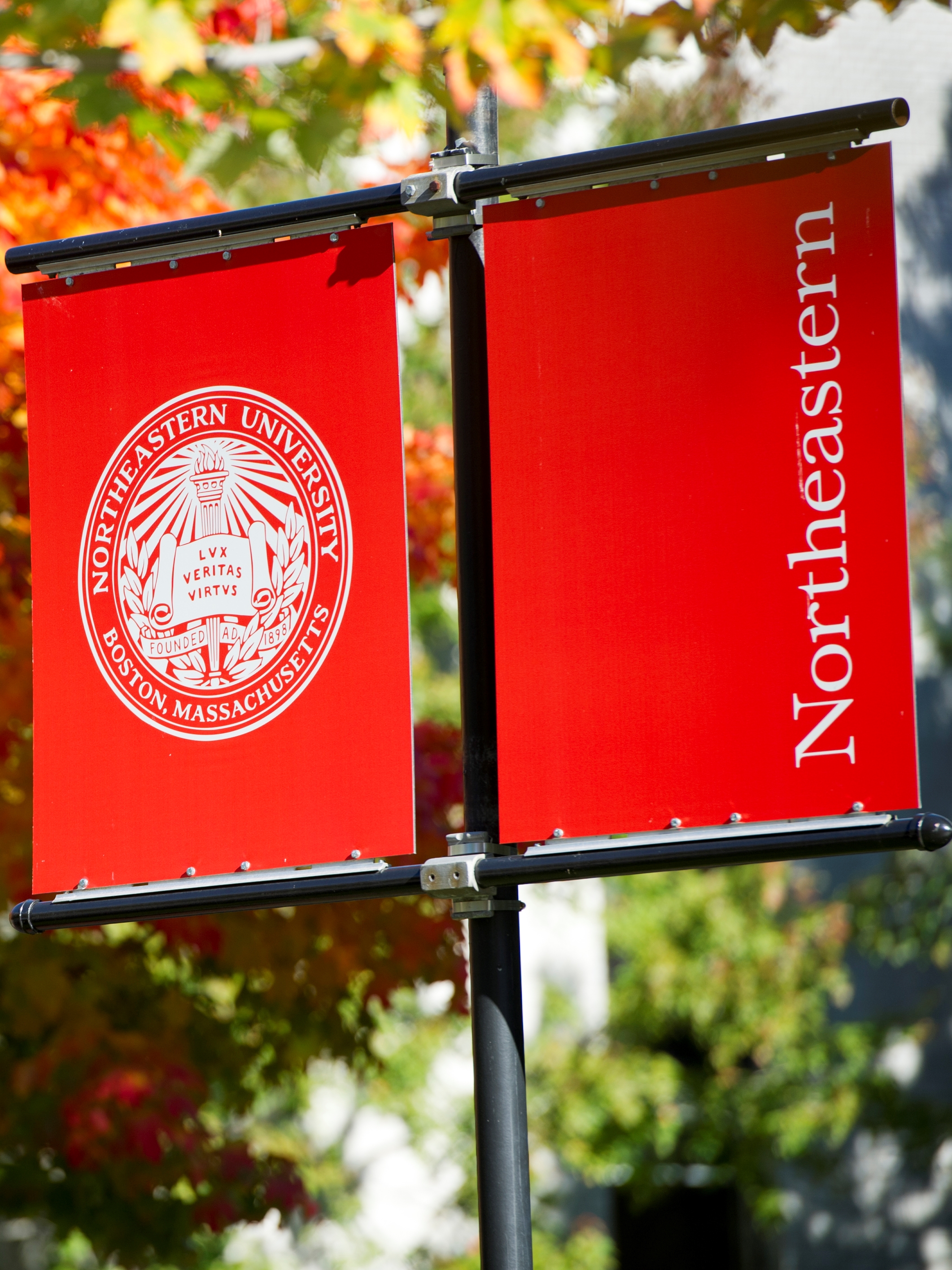Campus banner with NU logo