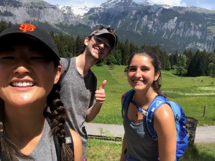 students hiking in Switzerland